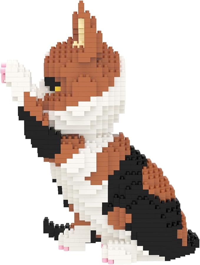 Larcele Cat Micro Building Blocks Animal Set, DIY Mini 3D Building Toy Bricks Kit,1137 Pieces KLJM-05 (Red Tabby)