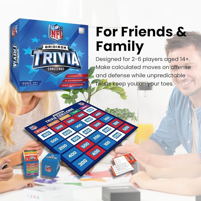 Masterpieces Family Game - NFL Gridiron Trivia Challenge - Officially Licensed Game for Kids & Adults
