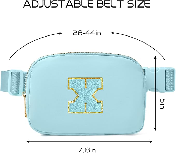 Gitus Gifts for 8 9 10 11 12 Year Old Girls Belt Bag Fanny Pack Crossbody Bags with Initial Letter Patch Cute Stuff Birthday Gifts for Teen Girls Women Personalized Trend Stuff (Icing Blue-X)