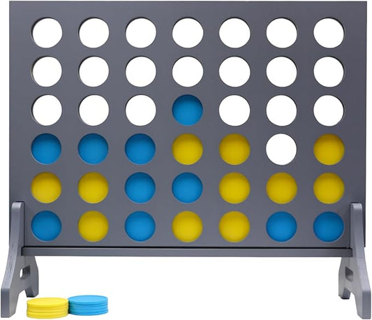 Tailgating Pros Premium Grey Giant Four in a Row with Carrying Case - Jumbo Oversized Outdoor Yard Game - Connect Multiple Pucks in a Row to Win - Many Puck Colors Available!