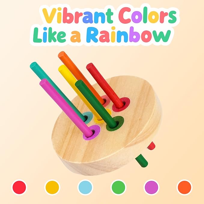 Montessori Toys, 4 in 1 Wooden Color Sorting Toys for Toddlers Sensory Fun Play Preschool Learning Activities Fine Motor Skills Educational Toys for Age 2 3 4 5 Boys Girls Gifts