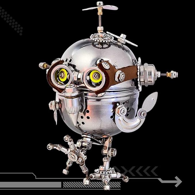 3D Metal Puzzle Kits - 110+PCS DIY Mechanical Steampunk Owl Egg Assembly Model, Creative Desktop Ornament for Adults & Teens