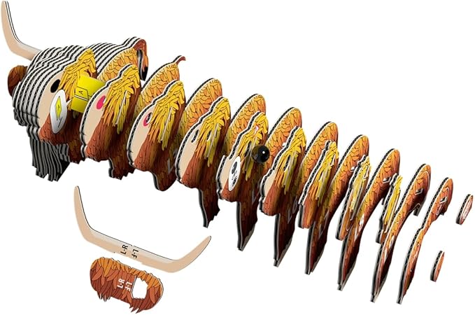 Eugy Highland Cow 3D Puzzle - 34 Piece Eco-Friendly Educational Toy Puzzle for Boys, Girls & Kids Ages 6+