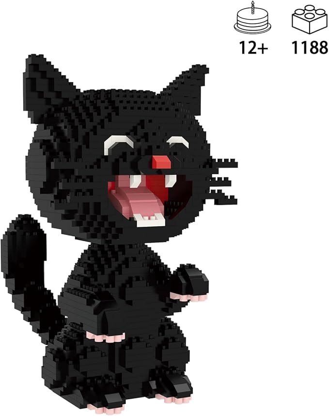 Larcele Micro Building Blocks Set, DIY Mini Building Toy Bricks for Age Over 12 Years, 1188 Pieces KLJM-05 (Black Cat 2)
