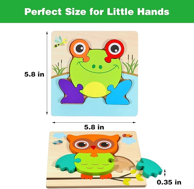 Wooden Montessori Puzzles for Toddlers Kids: Toddler Puzzles for 1-3 Montessori Toys for 1 2 3 Year Old Girls Boys Baby - Kids Puzzle Ages 2-4 Preschool Learning Educational Toy