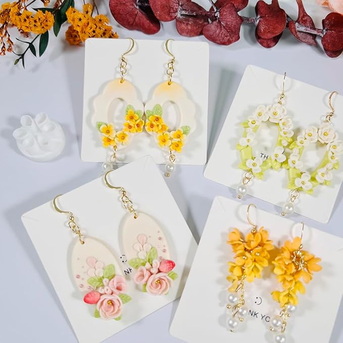 Polymer Clay Flower Petal Cutters – 8 Pcs Round Clay Cutters for 3D Floral Earrings, DIY Clay Tools for Polymer Clay Jewelry Making