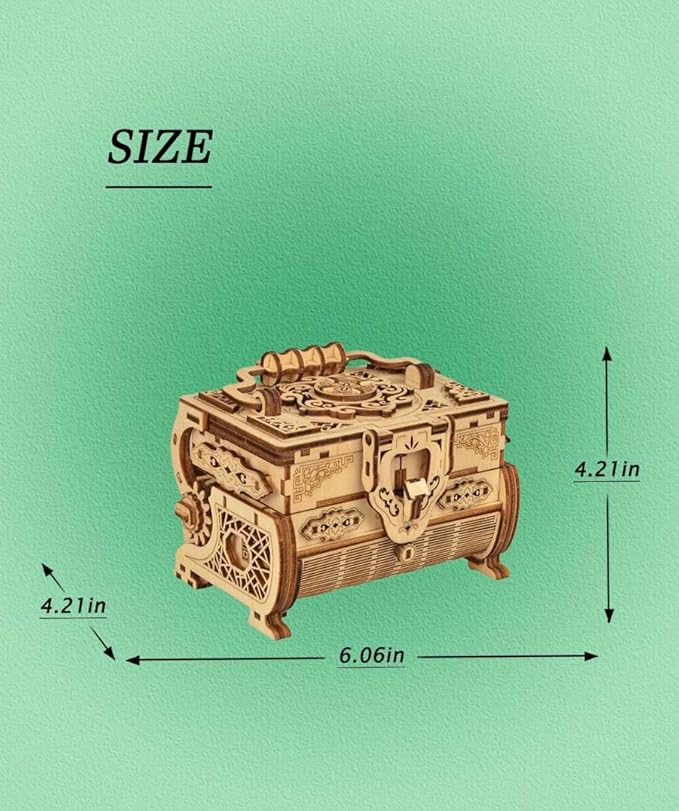 3D Wooden Puzzle Mechanical Treasure Box with Music, Wood Creative Assembly Model Building Kits to Build for Adults and Teens, DIY Wooden Puzzle Hobbies Projects Gift for Man Women