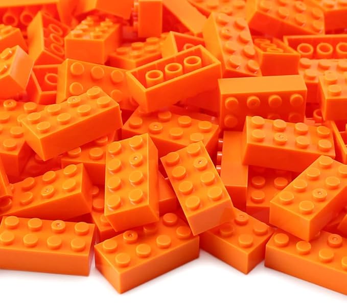 Feleph Classic 2x4 Bricks Orange 320 Pieces Parts Building Kits Creative Play Set Basic Blocks Toy Accessories Compatible with 3001 Major Brands (Orange)