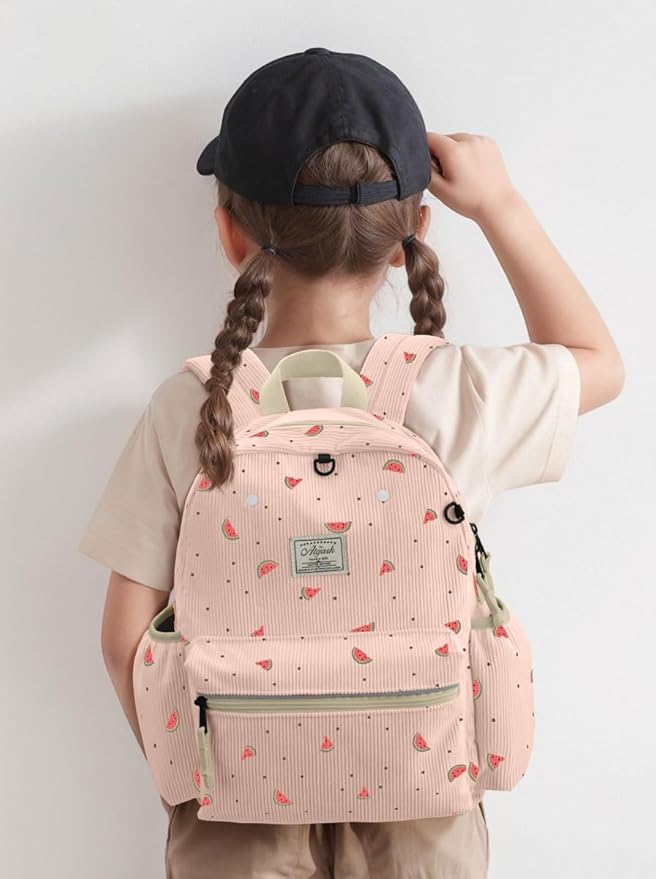 Corduroy Kids Backpack for Girls 6-10: Girls Backpacks for Elementary Kindergarten 15” H Fit Folder