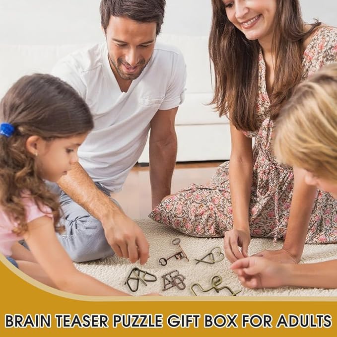24PCS Brain Teaser Puzzles for Adults, Mind Puzzle Ancient Wooden and Metal Puzzles 3D Unlock Interlock IQ Education Puzzle Box Game for Adults