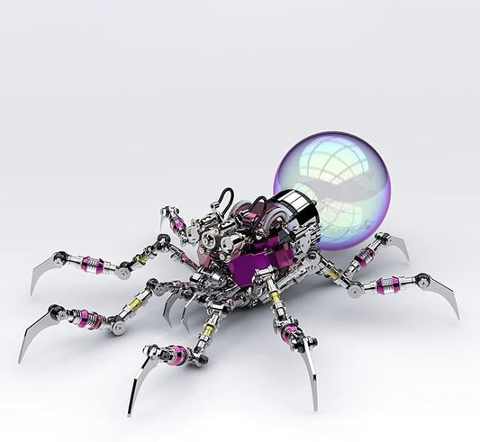 Cyberpunk Metal Spider 3D Puzzle, DIY Sci-Fi Model with Color-Changing Eyes & Interactive Plasma Ball & Home Decor for Teens & Adults (14+), 650 Pieces, 1 Count