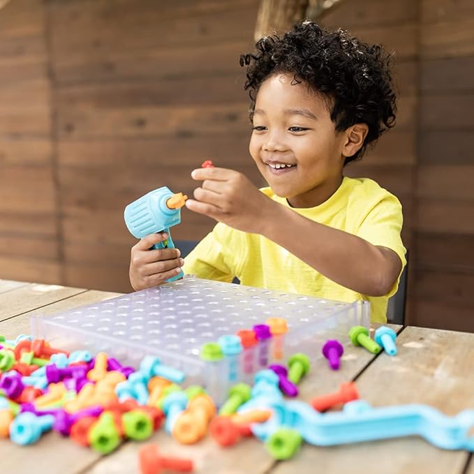 Educational Insights Design & Drill See-Through Creative Workshop - Construction Toys & Toddler Tools, Kids Tool Set with Real Electric Drill Toy, Take Apart Set, Toddler Building Toys for Ages 3+