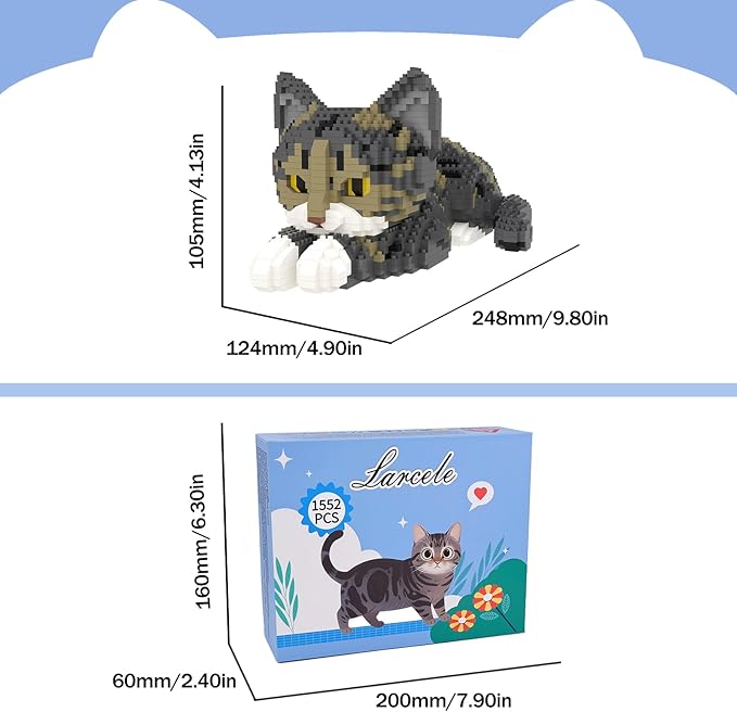 Larcele Micro Building Blocks Set, DIY Mini Building Toy Bricks for Age Over 12 Years, 1552 Pieces KLJM-05 (Chinese Li Hua Cat)