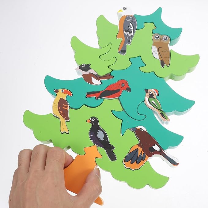 TOYANDONA 1 Set of Baby 3D Jigsaw Puzzle Wooden Tree Bird Shaped Montessori Toy Educational Preschool Learning Toys for Infant Toddlers Boys Girls