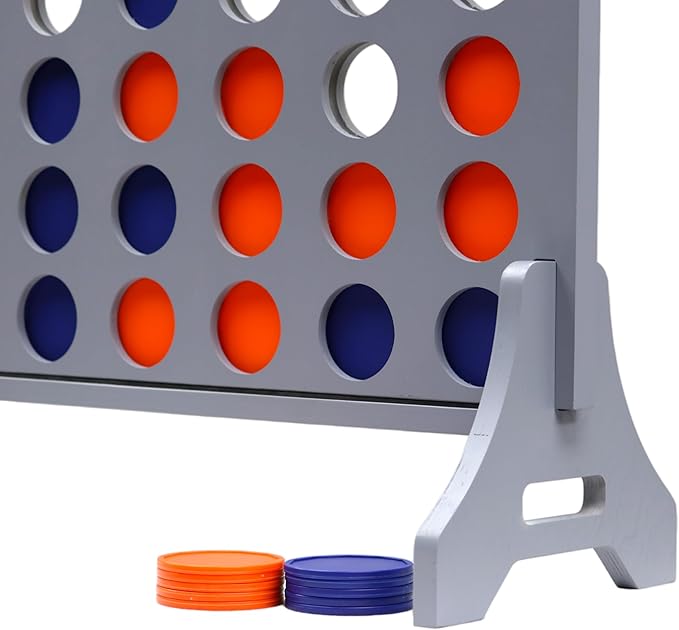 Tailgating Pros Premium Grey Giant Four in a Row with Carrying Case - Jumbo Oversized Outdoor Yard Game - Connect Multiple Pucks in a Row to Win - Many Puck Colors Available!