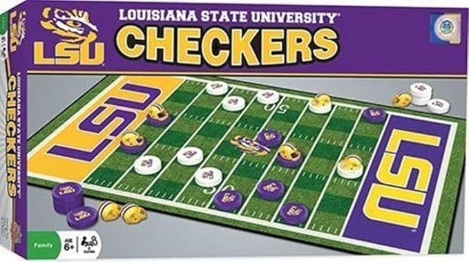 MasterPieces Family Game - NCAA LSU Tigers Checkers - Officially Licensed Board Game for Kids & Adults, 13" x 21"