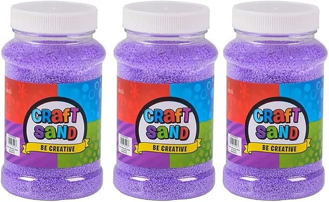 The Dreidel Company Craft Sand Art for Kids, Sand Play DIY Drawing, Messy Play, Sensory, Sand Decorations, 22 Oz, Red (3-Pack) (Purple, 3-Pack)