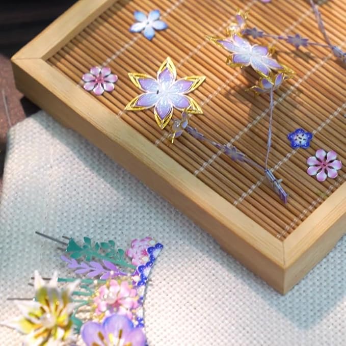 MU 3D Metal Puzzle Models Kits Wooden Puzzles Head-Pinned Flowers Crown, Head Jewelry Craft Work Miniature Building, DIY Set Birthday New Year Girlfriend Gifts Home Desk Office Decor New Year Gift