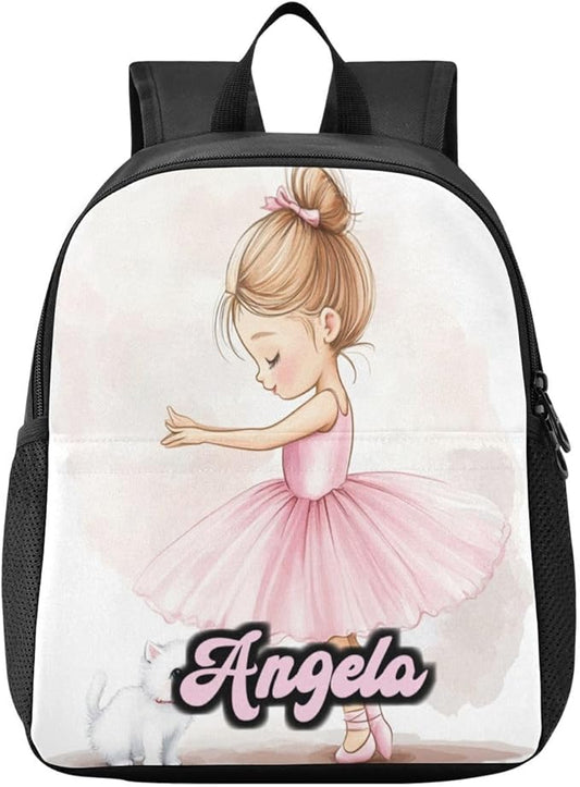 Ballerina Kitten Toddler Backpack for Boys Girls 3-6 Bookbag for Preschool Small Kindergarten Elementary Backpackss for Kids for School