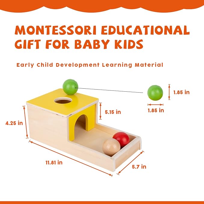 Montessori Toys for 1+ Year Old Babies - 4-in-1 Play Kit Includes Carrot Harvest Game, Infant Coin Box, Fine Motor Skills Toys and Object Permanence Box