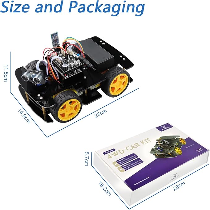 Freenove 4WD Car Kit (Compatible with Arduino IDE), Line Tracking, Obstacle Avoidance, Wireless Control App, Ultrasonic Sensor Motor Servo