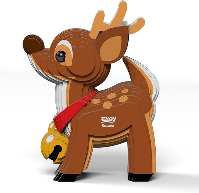 Eugy Reindeer 3D Puzzle, 22 Piece Eco-Friendly Educational Toy Puzzles for Boys, Girls & Kids Ages 6+