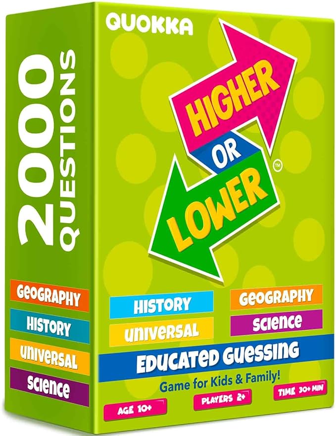 QUOKKA Trivia Board Games for Kids and Adults V2.0 - Family Night Board Game Cards 4xSet to Guess Fun Questions | Easy to Learn | 2 + Players - Challenge History, Science, Geography & More