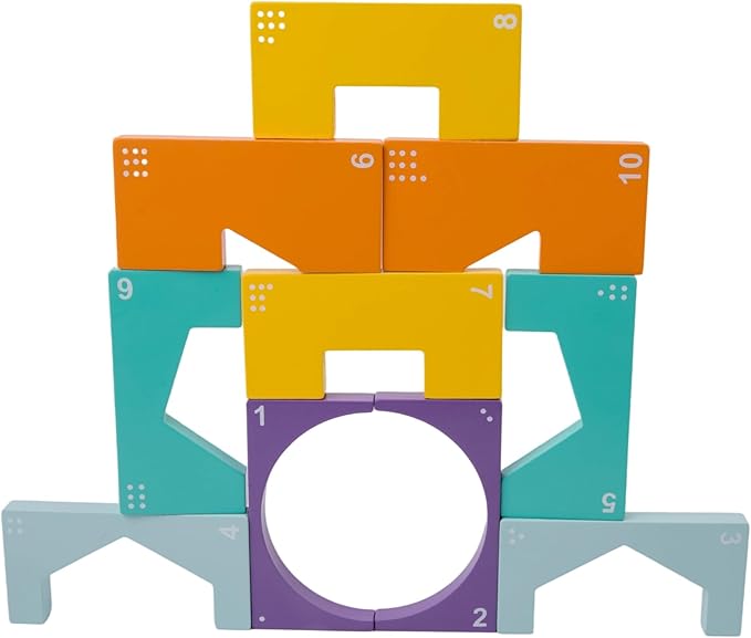 Wooden Sorting & Stacking Toy, Montessori Shape Stacker for Kids Ages 3+, 16 Pcs Geometric Puzzle, Color Number Counting Educational Blocks for Toddlers 5 Year Old, Matching Game for Baby Boys & Girls