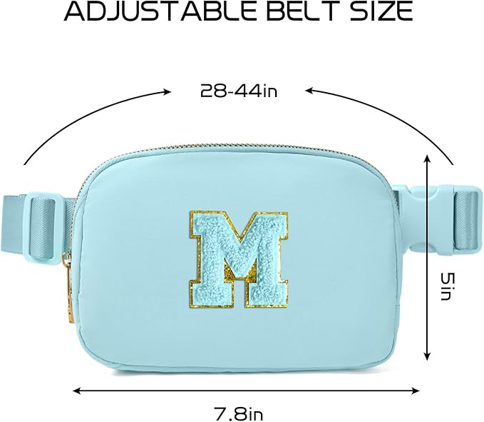 Gitus Gifts for 8 9 10 11 12 Year Old Girls Belt Bag Fanny Pack Crossbody Bags with Initial Letter Patch Cute Stuff Birthday Gifts for Teen Girls Women Personalized Trend Stuff (Icing Blue-M)