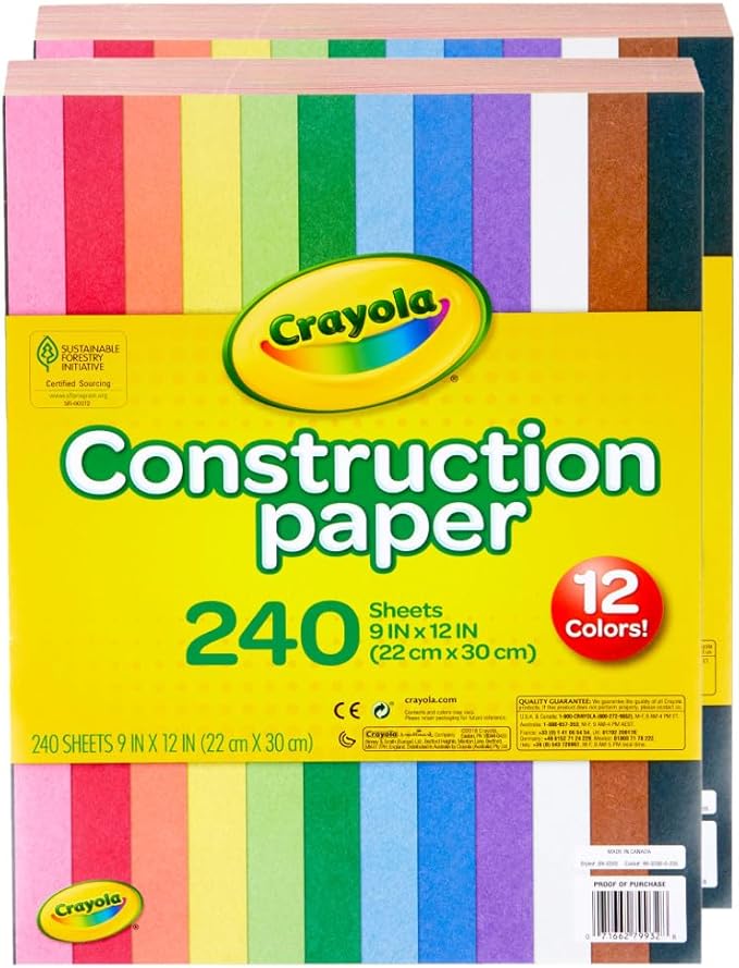Crayola Construction Paper - 480ct (2pck), Bulk Teacher Supplies, Back to School Essentials For Kids, Classroom Must Have, Arts & Crafts Art Paper
