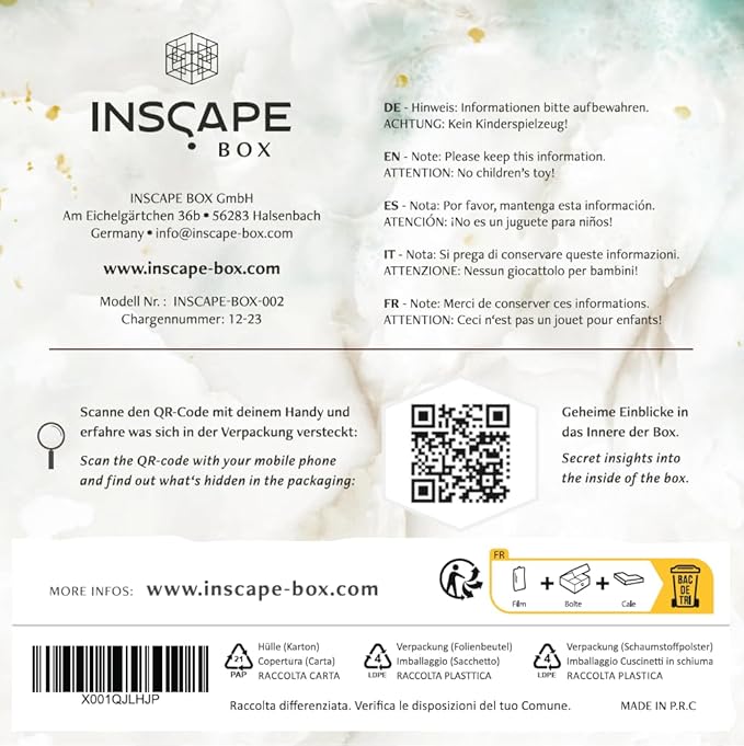 INSCAPE Caesar´s Riches Puzzle Box - Cluebox - Wooden Escape Room in A Box for Adults - Mind Puzzles - Puzzle Boxes with Hidden Compartments - Birthday Gift Gadget for Men and Women