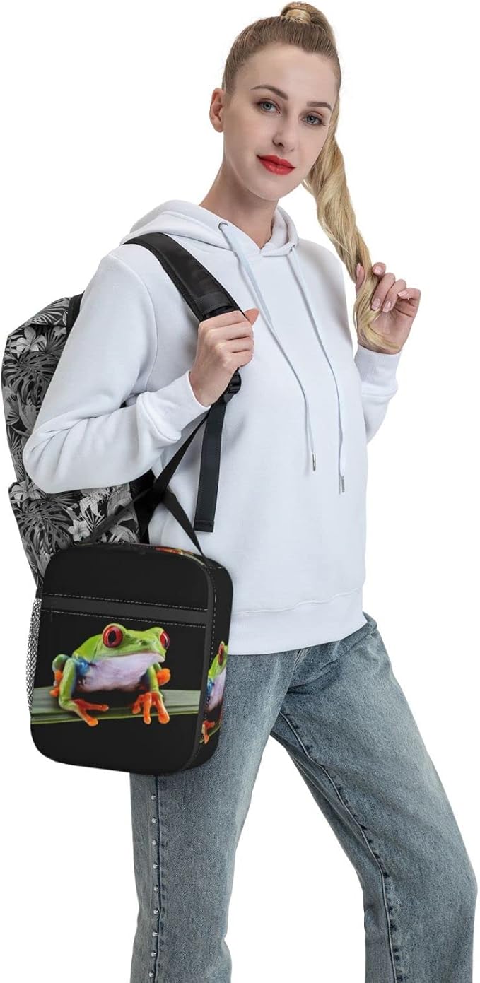 Frog Pattern Reusable Lunch Box Insulated LunchBox Cooler Lunch Bag