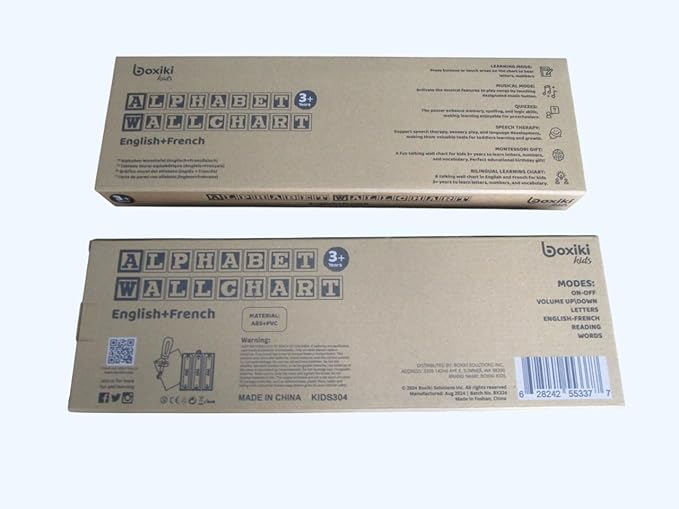 Bilingual English & French Learning Interactive Alphabet Wallchart - Includes Talking ABC, 123s & Music Poster - Educational Kids Learning Toy, Educational Gift for 3+ Years Old Girls & Boys