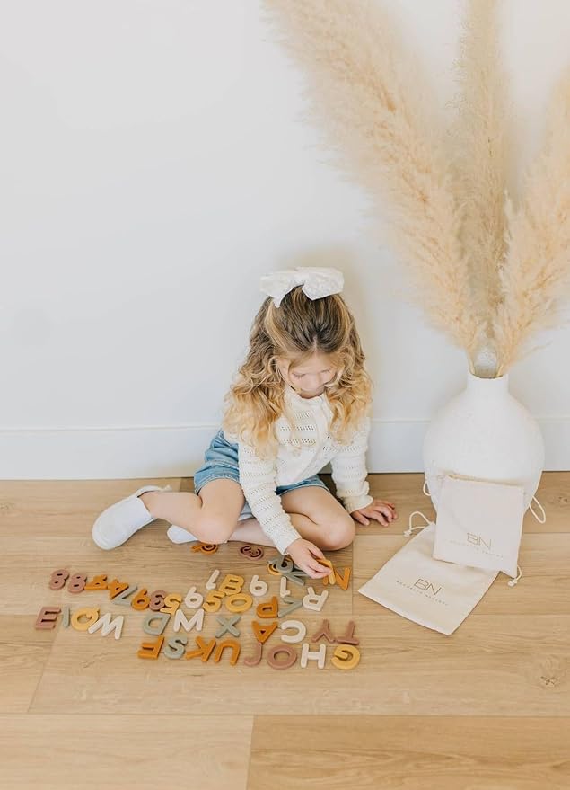 Boho Aesthetic Silicone Magnetic Numbers 20 Piece Play Set- Non-Toxic Toddler Magnets for Kids, Modern Neutral Educational Math Toys, Number Magnets for Classroom & Playroom