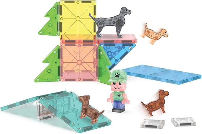 MAGNA-TILES Puppy Park 27-Piece Magnetic Construction Set, The Original Magnetic Building Brand