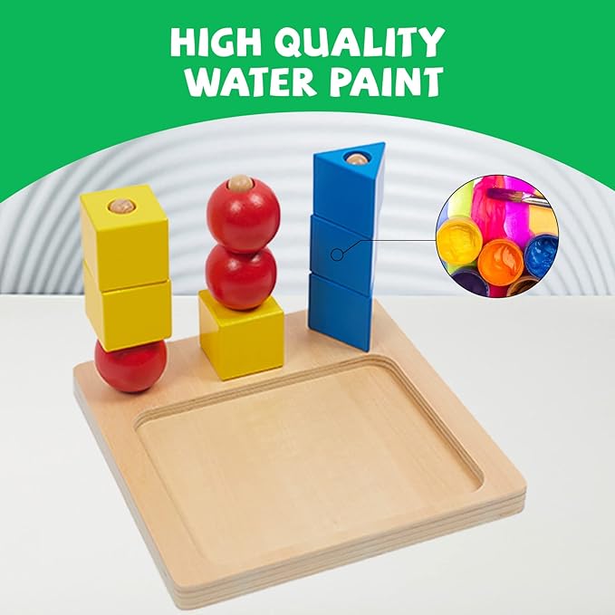 Montessori Toys for 1 2 3 Years Old - 3 Colored Cubes on Wooden Peg Toys, Baby Game for Color Recognition Shape Sorter, Montessori Materials Wooden Sorting and Stacking Toys for Boys and Girls Gift