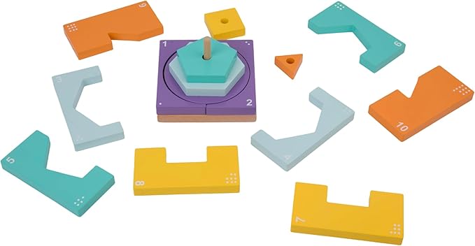 Wooden Sorting & Stacking Toy, Montessori Shape Stacker for Kids Ages 3+, 16 Pcs Geometric Puzzle, Color Number Counting Educational Blocks for Toddlers 5 Year Old, Matching Game for Baby Boys & Girls