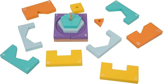 Wooden Sorting & Stacking Toy, Montessori Shape Stacker for Kids Ages 3+, 16 Pcs Geometric Puzzle, Color Number Counting Educational Blocks for Toddlers 5 Year Old, Matching Game for Baby Boys & Girls