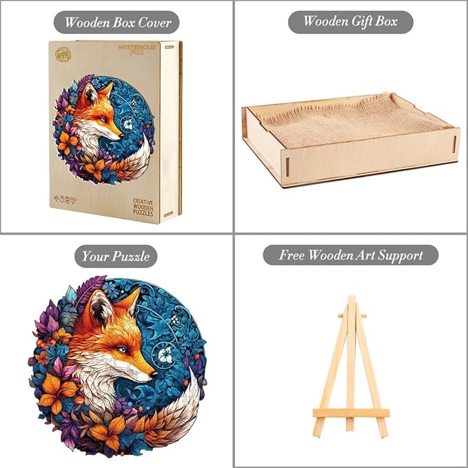 Wooden Puzzles for Adults, Wood Jigsaw Fox Puzzles for Adult, 200 Pcs Wood Animal Puzzle Gifts for Adult Kid Birthday Holiday Family Game(11.5 * 11.3in)