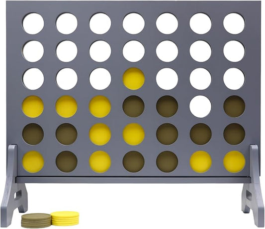 Tailgating Pros Premium Grey Giant Four in a Row with Carrying Case - Jumbo Oversized Outdoor Yard Game - Connect Multiple Pucks in a Row to Win - Many Puck Colors Available!