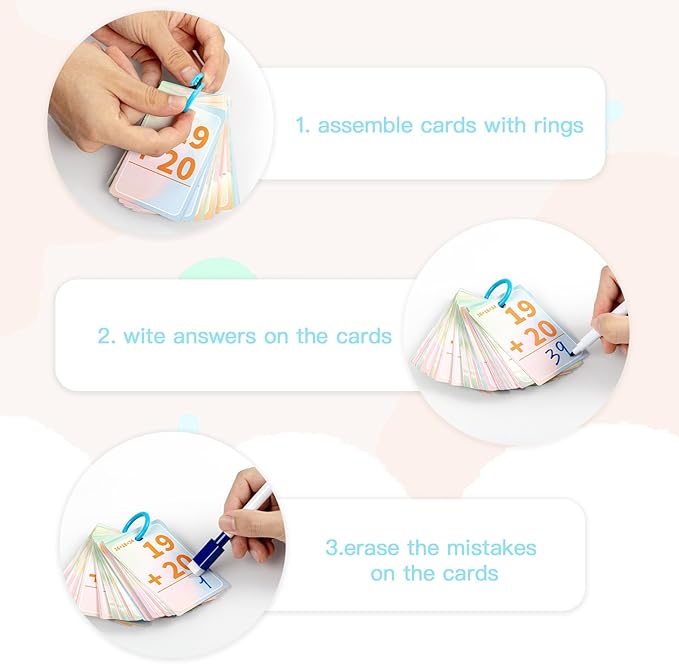Addition and Subtraction Flash Cards, Math Facts Flashcards 1-20, Math Manipulatives Games for Kindergarten, 1st, 2nd, 3rd, 4th, 5th, 6th Grade Kids Ages 4-12