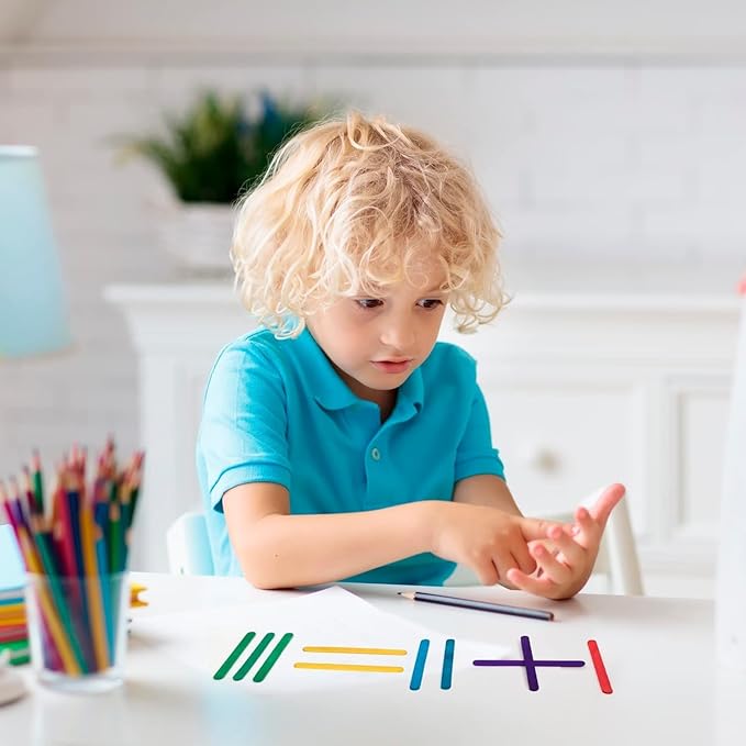 Darice 1000 Pcs Colored Popsicle Sticks for Crafts, 4.5" Colorful Wooden Rainbow Craft Sticks Supplies, STEM DIY Art, Ages 3+