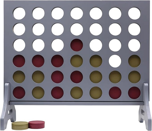 Tailgating Pros Premium Grey Giant Four in a Row with Carrying Case - Jumbo Oversized Outdoor Yard Game - Connect Multiple Pucks in a Row to Win - Many Puck Colors Available!