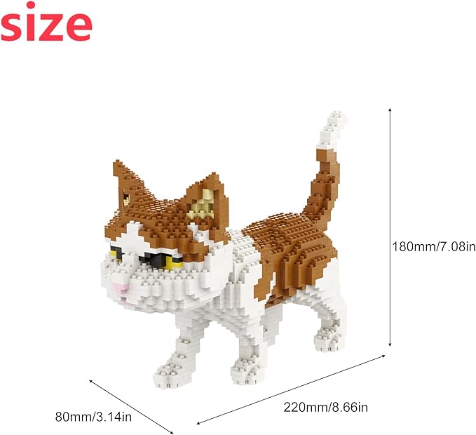 Larcele Cat Mini Building Blocks Animal Set, DIY Micro 3D Building Toy Bricks,1390 Pieces KLJM-05(Cat, Model 4945)
