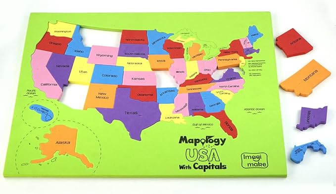 Imagimake Mapology USA Map with Capitals | Learning States and Capitals | US Geography Toys for Ages 8-13 | Jigsaw Puzzles for Kids Ages 8-10 | Educational Back to School Gifts for Kids Age 5-7 & 9-12