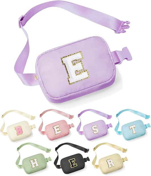 YOOLIFE Personalized Gifts - Cross Body Bag, Initial Belt Bag Purple Fanny Pack Crossbody Bags Travel Gifts