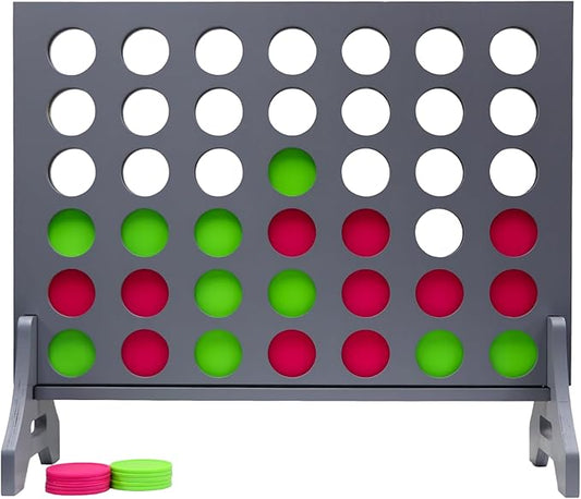 Tailgating Pros Premium Grey Giant Four in a Row with Carrying Case - Jumbo Oversized Outdoor Yard Game - Connect Multiple Pucks in a Row to Win - Many Puck Colors Available!
