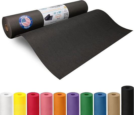 Black Kraft Paper Roll 18" x 2160" (180 feet) - USA-Made Craft Paper for School & Art - Quality High-Density Material for Gift Wrapping & Packing, Shipping & Moving by IDL Packaging