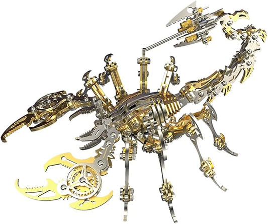 3D Metal Model Kits, Mechanical Scorpion King Gold 3D Metal Puzzle,Steel Warcraft Collection DIY Animal Brain Teasers Simple 3D Puzzles