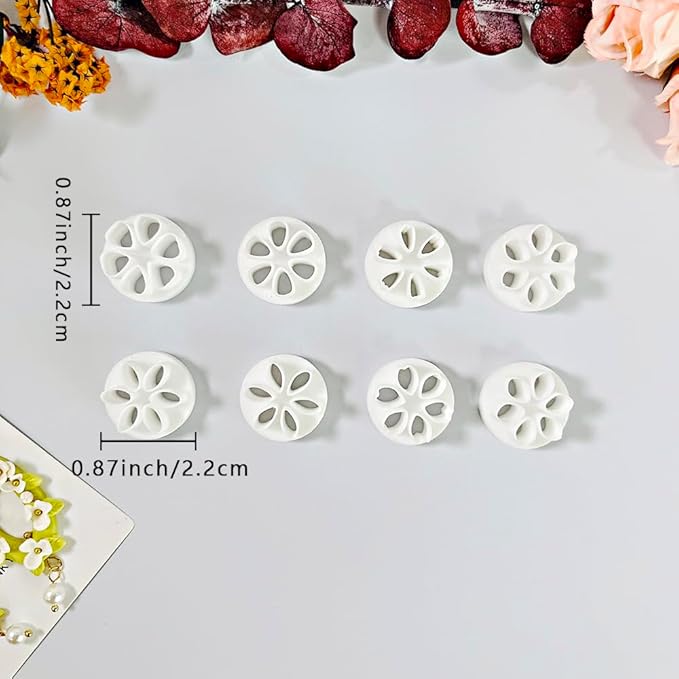 Polymer Clay Flower Petal Cutters – 8 Pcs Round Clay Cutters for 3D Floral Earrings, DIY Clay Tools for Polymer Clay Jewelry Making